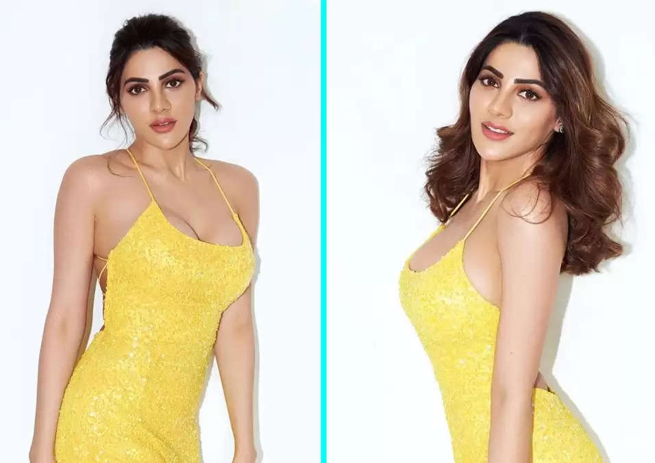 Photos: Nikki Tamboli Looks Pretty In Yellow Sequin Dress, Check Hot Pics